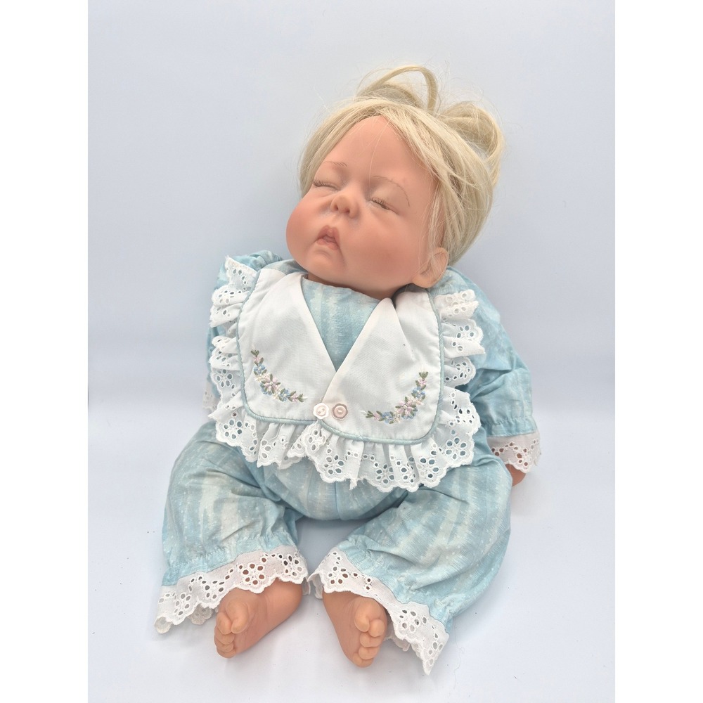 Vintage Lee Middleton Cherish Doll 1987 Blue Romper Weighted Sleeping 19"